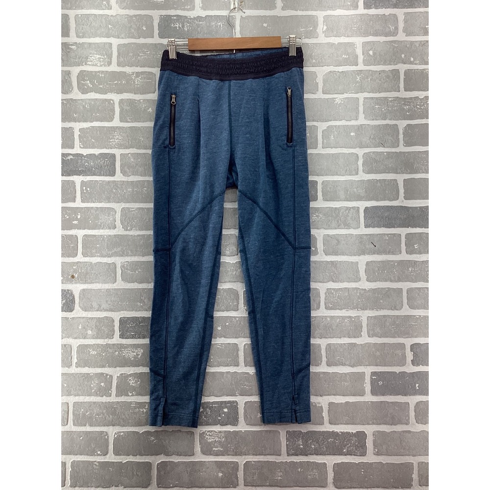 Lululemon Blue Heathered Joggers Front Zip Pockets Size 4 Athleisure Pants
